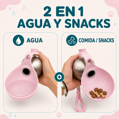 Botella de agua portátil 2 en 1 para mascotas
